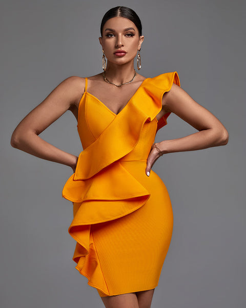 Chic V-Neck Sleeveless Frill Mini Dress - Opulent Empire