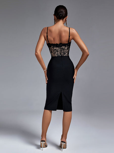 Lace Floral Bandage Backless Dress