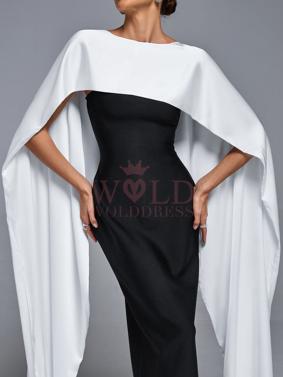 Elegant Satin Bandage Dress with Forearm Wrap and Scarf