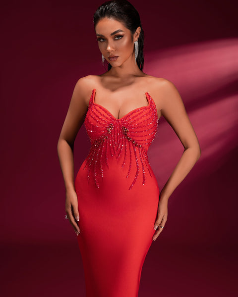 Sequin Chain Open Back Bandage Dress - Opulent Empire