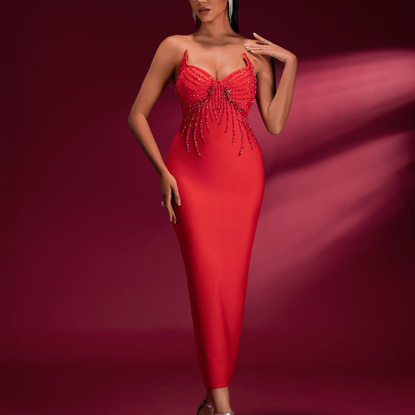 Sequin Chain Open Back Bandage Dress - Opulent Empire