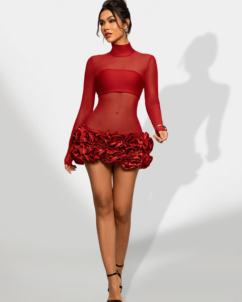 Elegant Transparent Mesh Lace Dress