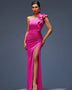 Elegant One-Shoulder Ruffled Crepe Maxi Dress Perfect for Special Occasions
