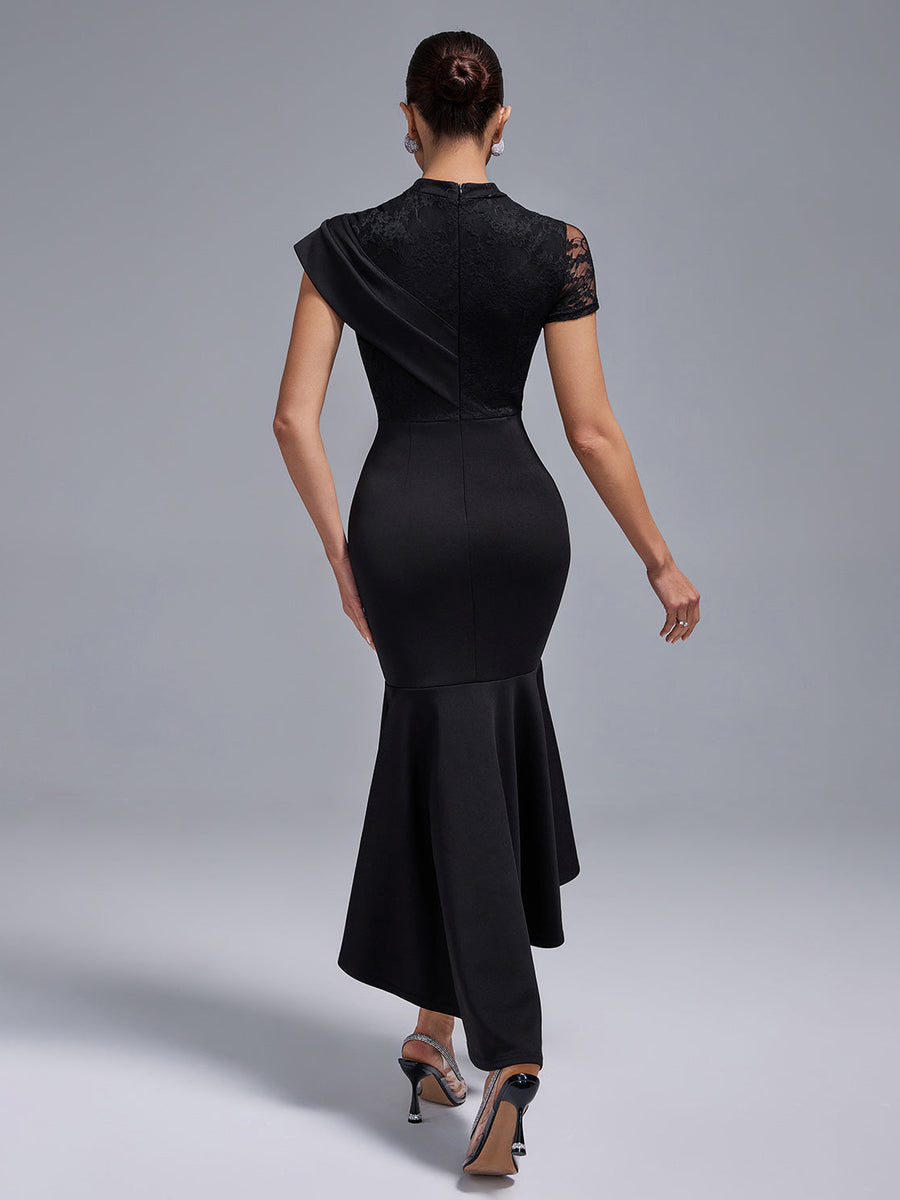 Black Lace Mermaid Long Dress