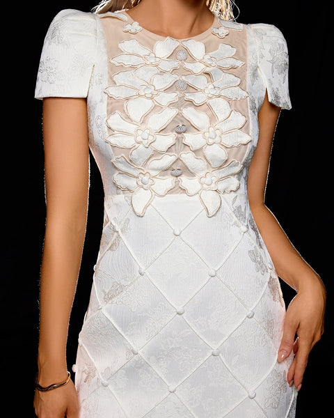 Sweet Mesh Jacquard Mini Dress