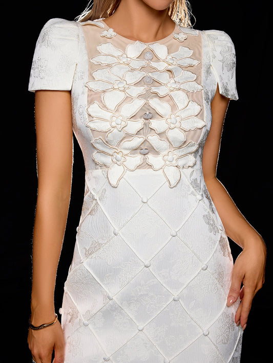 Sweet Mesh Jacquard Mini Dress