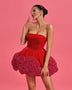 Elegant Rose Flower Velvet A-line Mini Dress for a Stylish Look