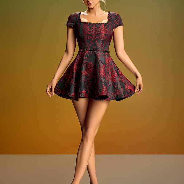 Mini A-line embroidered floral dress for a stylish and trendy look