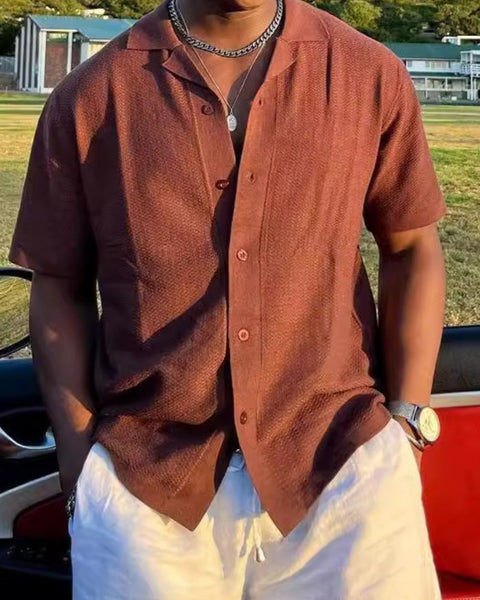 Men's Plus Size Button Down Short Sleeve Shirt - Opulent Empire