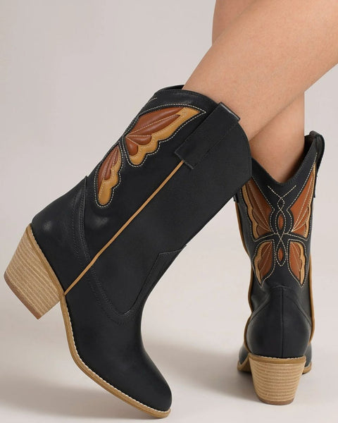 Beast Fashion Butterfly Cut Detail Point Toe Boots - Opulent Empire