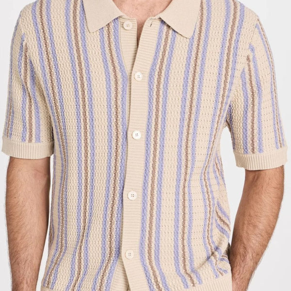 Men's Plus Size Striped Button Down Short Sleeve Shirt - Opulent Empire
