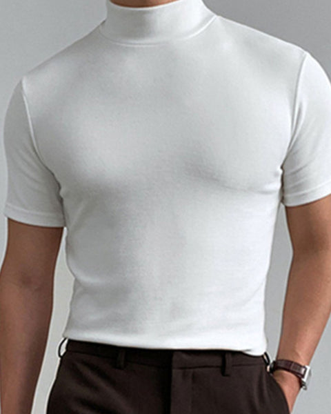 Men's Full Size Mock Neck Short Sleeve T-Shirt Plus Size - Opulent Empire