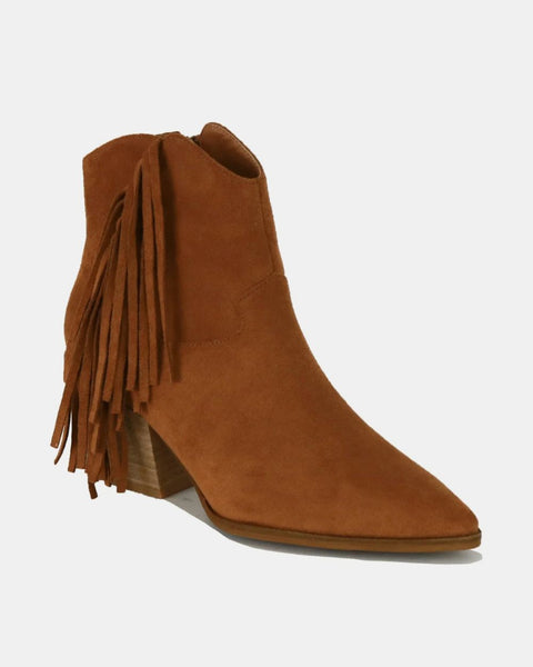 Beast Fashion Suede Fringe Point Toe Ankle Boots - Opulent Empire