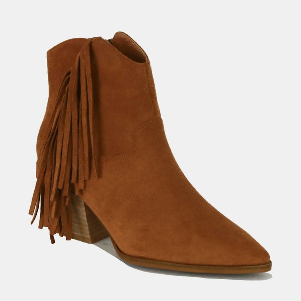 Beast Fashion Suede Fringe Point Toe Ankle Boots - Opulent Empire