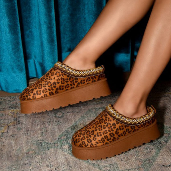 WILD DIVA Embroidered Trim Round Toe Platform Boots - Opulent Empire