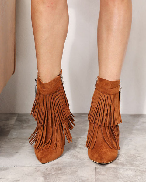 Legend Women's Tassel Wedge Heel Ankle Booties - Opulent Empire