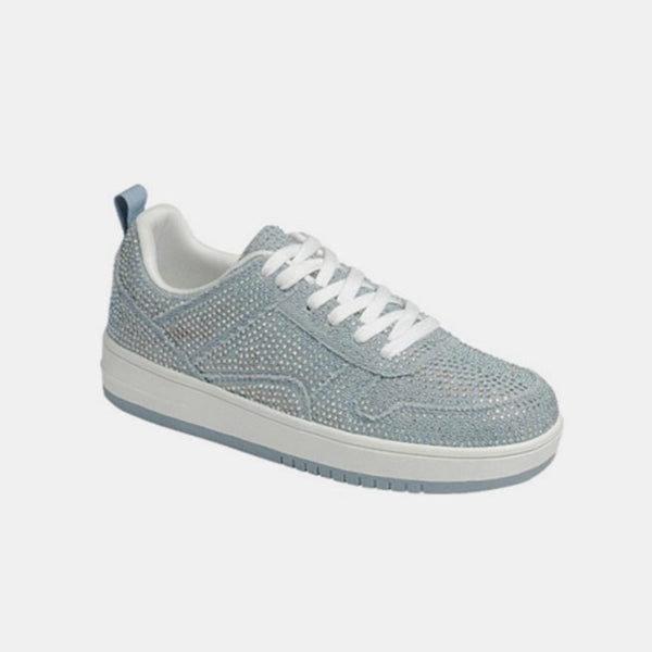 Forever Link Rhinestone Platform Flat Sneakers - Opulent Empire