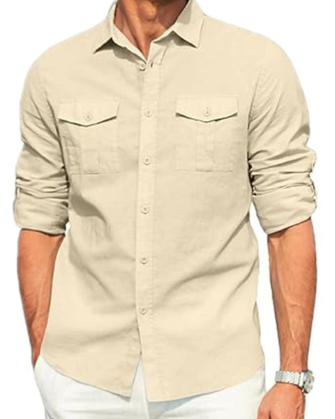 Men's Plus Size Button Down Collared Neck Long Sleeve Shirt - Opulent Empire