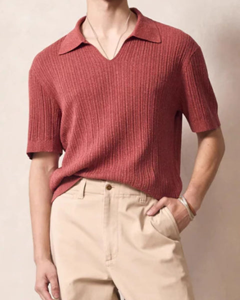 Men's Plus Size Johnny Collar Half Sleeve Knit Polo - Opulent Empire