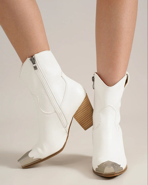 Beast Fashion Faux Leather Block Heel Boots with Side Zippers - Opulent Empire