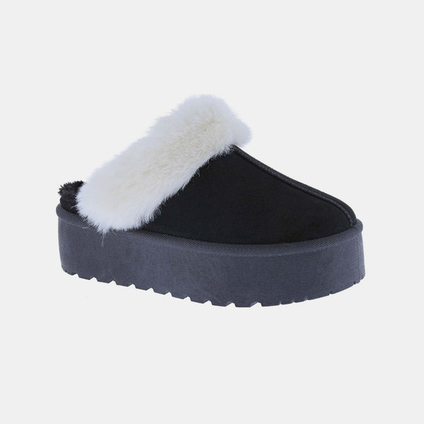 Weeboo Thick Bottom Fur Trim Snow Slippers - Opulent Empire
