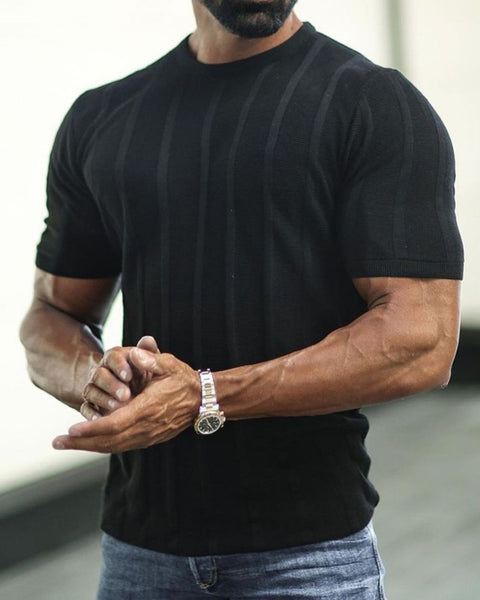 Men's Plus Size Striped Round Neck Short Sleeve T-Shirt - Opulent Empire