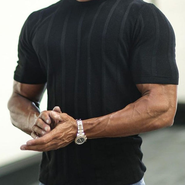 Men's Plus Size Striped Round Neck Short Sleeve T-Shirt - Opulent Empire