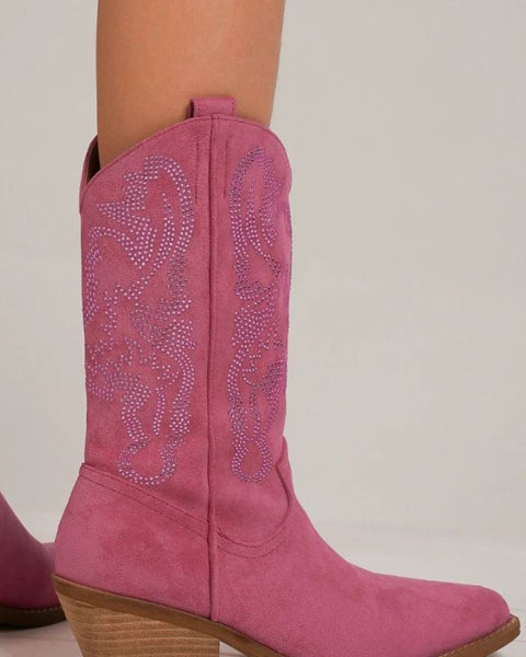 Beast Fashion Rhinestone Detail Point Toe Boots - Opulent Empire