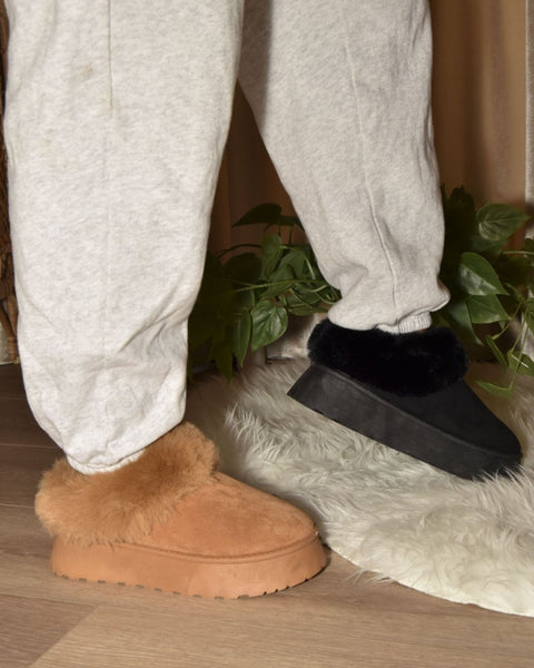 WILD DIVA Faux-Fur Platform Slip On Booties - Opulent Empire