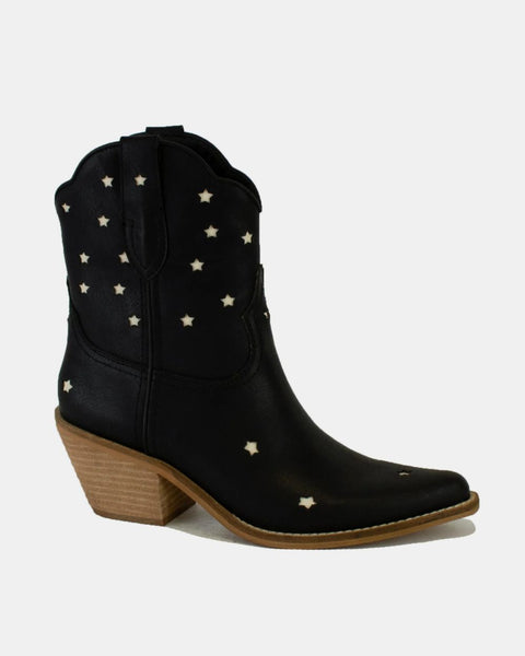 Beast Fashion Faux Leather Star-Shaped Cutouts Point Toe Boots - Opulent Empire
