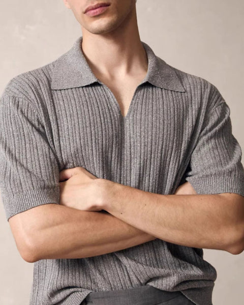 Men's Plus Size Johnny Collar Half Sleeve Knit Polo - Opulent Empire