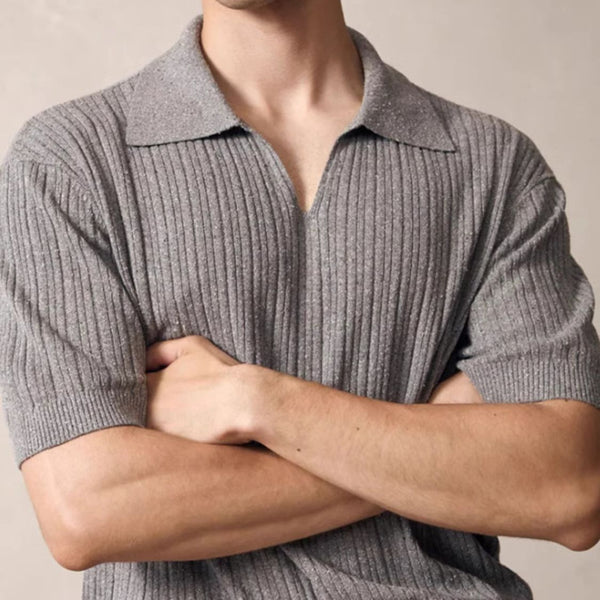 Men's Plus Size Johnny Collar Half Sleeve Knit Polo - Opulent Empire