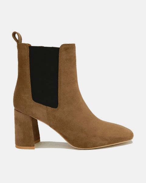 Beast Fashion Faux Suede Block Heel Chelsea Boots with Elastic Side Panel - Opulent Empire