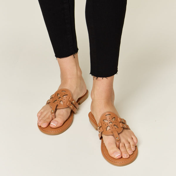 Forever Link Cutout PU Leather Open Toe Sandals - Opulent Empire