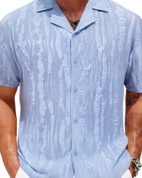 Men's Plus Size Collared Neck Short Sleeve Shirt - Opulent Empire