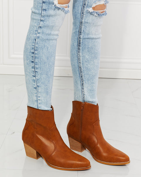 MMShoes Watertower Town Faux Leather Western Ankle Boots in Ochre - Opulent Empire