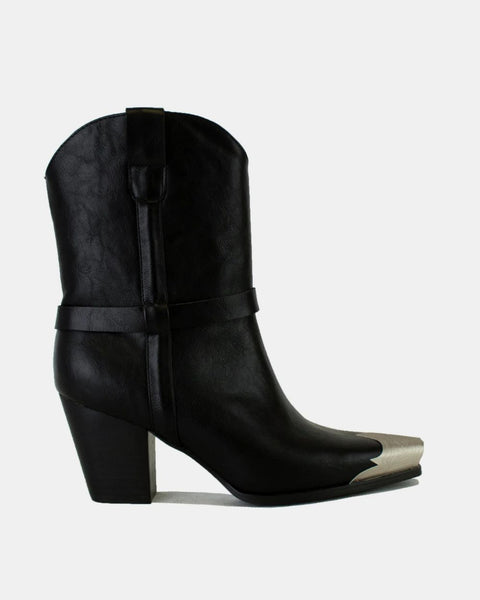 Beast Fashion Faux Leather Metal Toe Ankle Boots - Opulent Empire