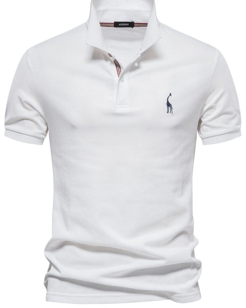 Men's Giraffe Embroidered Short Sleeve Polo - Opulent Empire