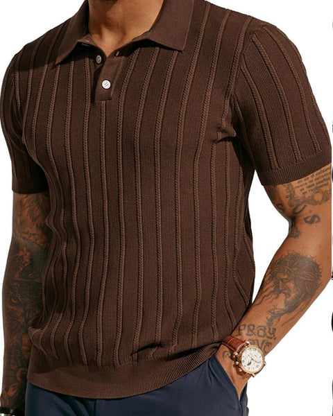 Men's Full Size Button Detail Short Sleeve Polo Plus Size - Opulent Empire