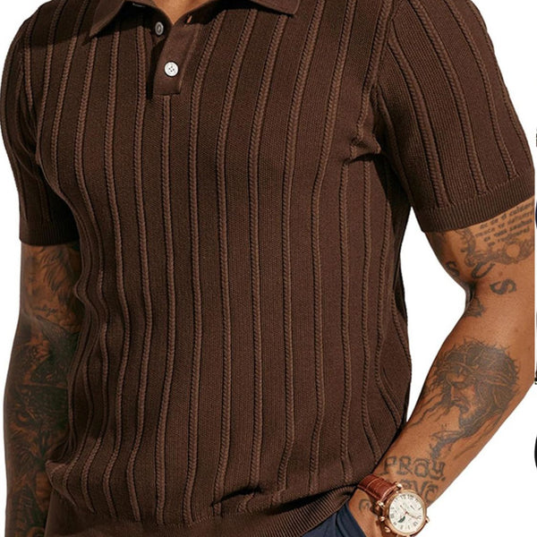 Men's Full Size Button Detail Short Sleeve Polo Plus Size - Opulent Empire