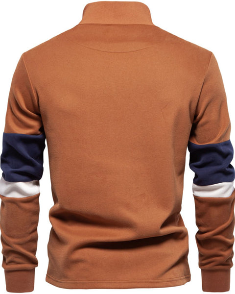 Men's Color Block Long Sleeve Polo - Opulent Empire
