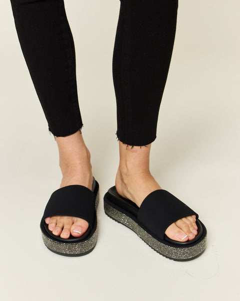 Forever Link Open Toe Rhinestone Platform Sandals - Opulent Empire