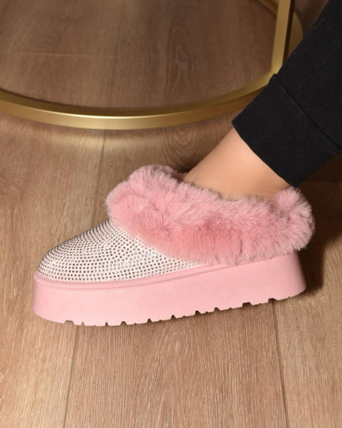 WILD DIVA Embellished Faux Fur Platform Booties - Opulent Empire