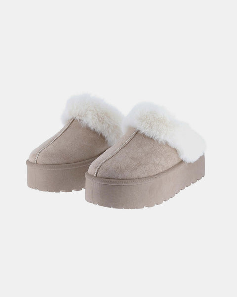 Weeboo Thick Bottom Fur Trim Snow Slippers - Opulent Empire