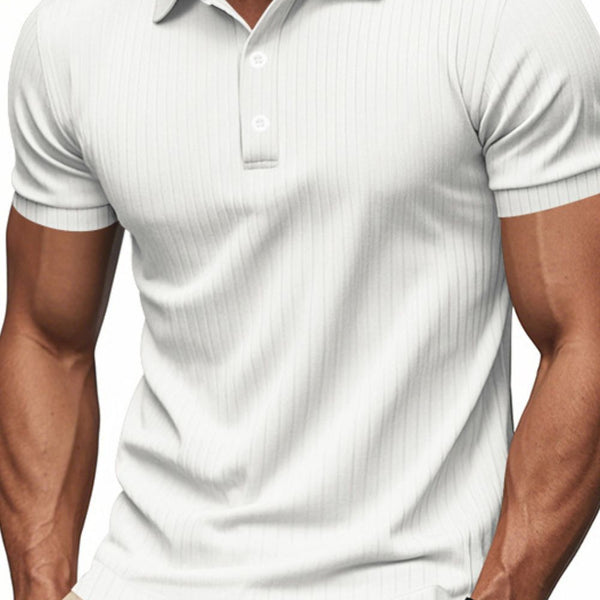 Men's Full Size Ribbed Short Sleeve Polo Plus Size - Opulent Empire