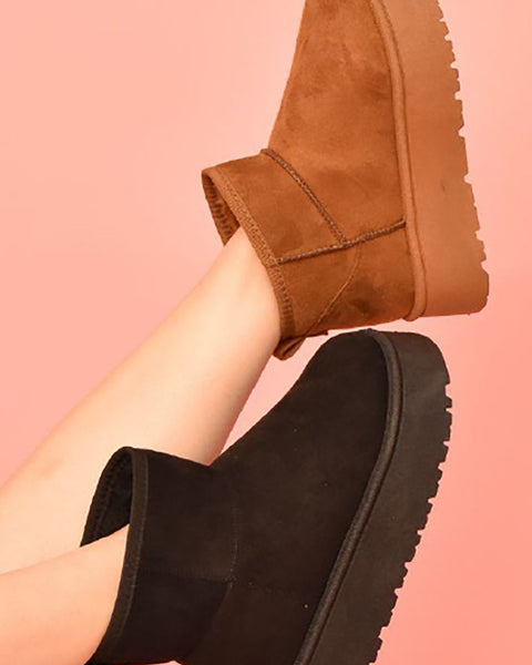 WILD DIVA Suede Round Toe Platform Booties - Opulent Empire