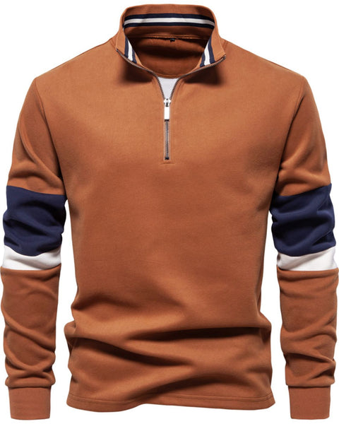 Men's Color Block Long Sleeve Polo - Opulent Empire