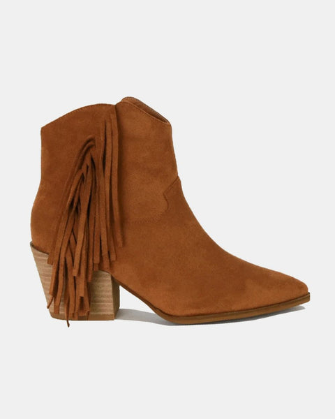 Beast Fashion Suede Fringe Point Toe Ankle Boots - Opulent Empire