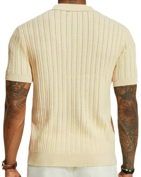 Men's Full Size Openwork Button Down Collared Neck Shirt Plus Size - Opulent Empire