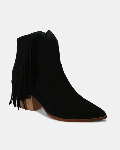Beast Fashion Suede Fringe Point Toe Ankle Boots - Opulent Empire